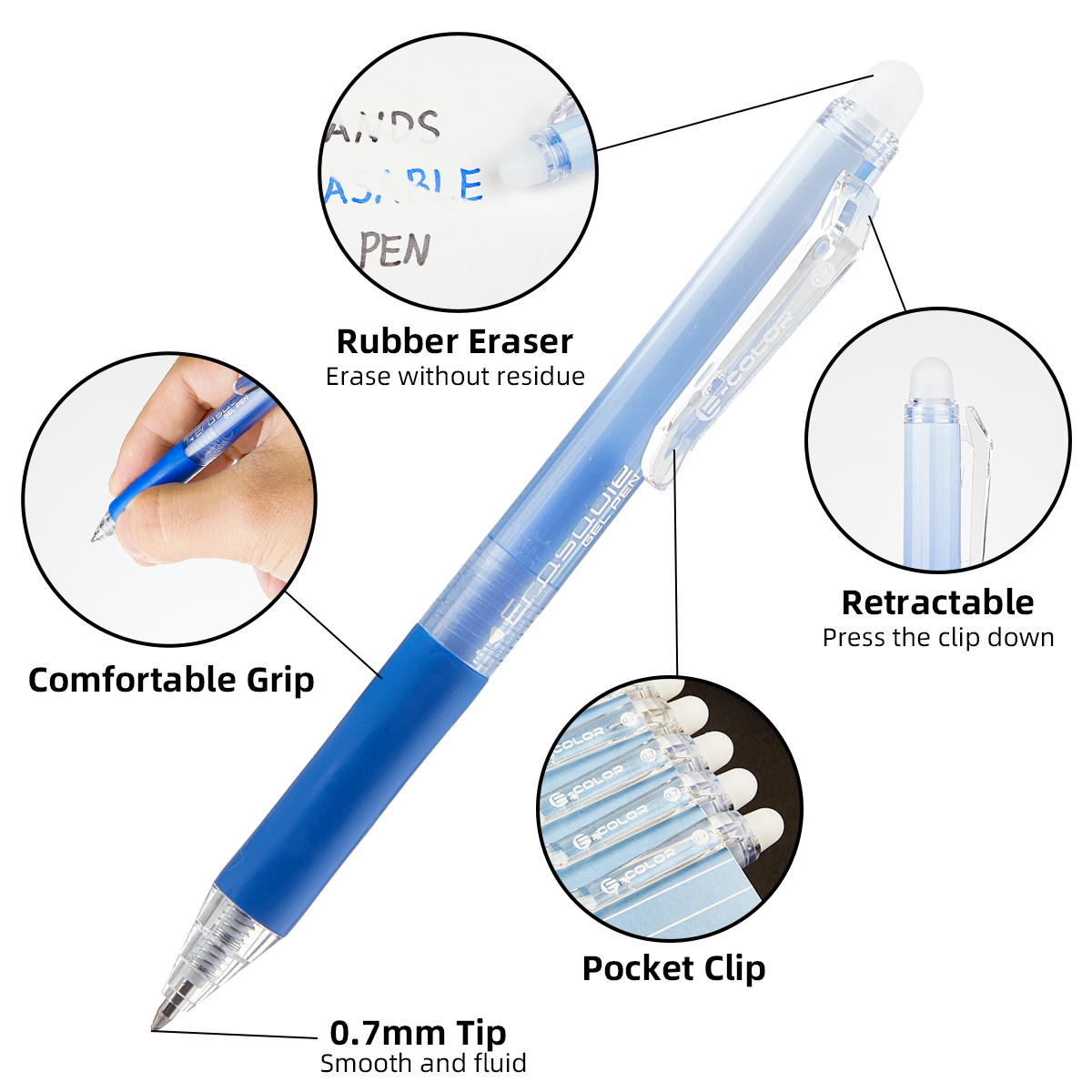 12 stylos effaçables rétractab - Retractable Eraser Pen Click avis et prix